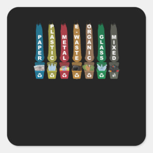 Pegatina Cuadrada Recicle la basura