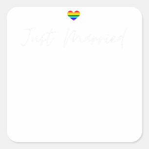 Pegatina Cuadrada Recién casado Boda gay LGBTQ Lesbiana novia Gay