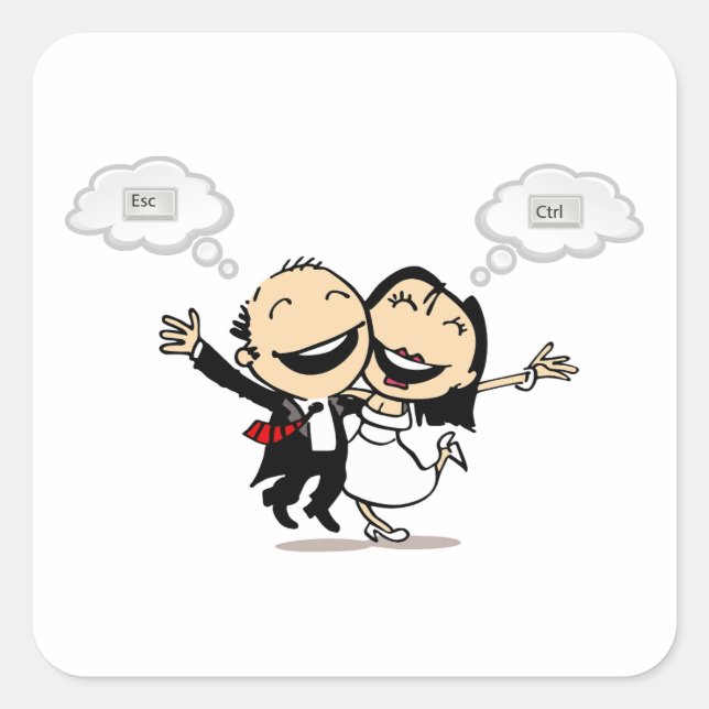 Pegatina Cuadrada Recién casados (Anverso)