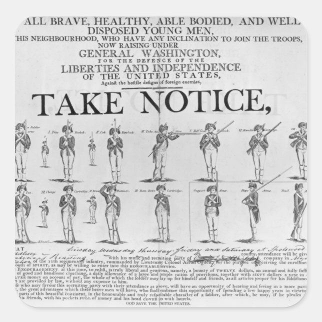 Pegatina Cuadrada Reclutamiento del ejército de Estados Unidos que m (Anverso)