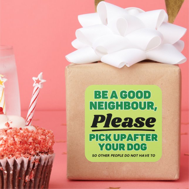 Pegatina Cuadrada Recoge Después De Tu Perro (Fiesta)