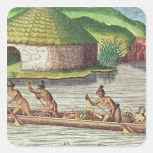 Pegatina Cuadrada Recolección de cultivos para el almacén comunal