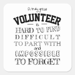 Pegatina Cuadrada Reconocimiento voluntario Gracias guión de regalo 