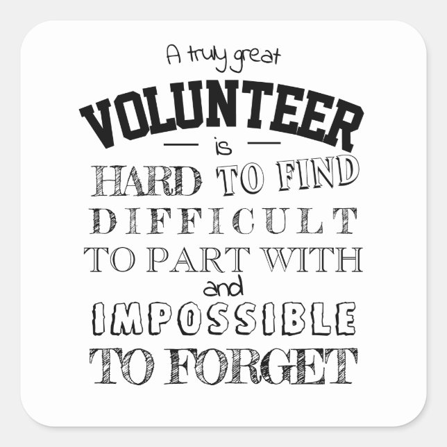 Pegatina Cuadrada Reconocimiento voluntario Gracias guión de regalo  (Anverso)