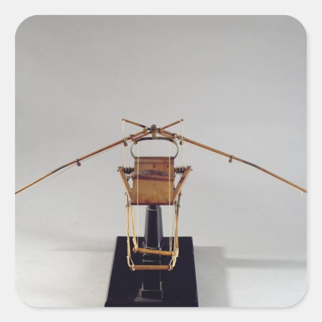 Pegatina Cuadrada Reconstrucción del modelo del diseño de da Vinci (Anverso)