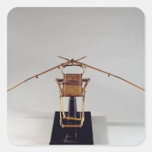 Pegatina Cuadrada Reconstrucción del modelo del diseño de da Vinci