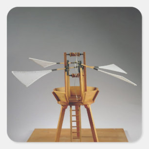 Pegatina Cuadrada Reconstrucción modelo del diseño de da Vinci