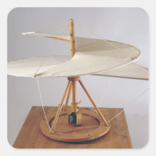 Pegatina Cuadrada Reconstrucción modelo del diseño de da Vinci