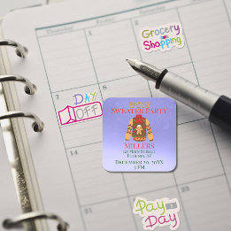 Pegatina Cuadrada Recordatorio de Fiesta de suéter feo