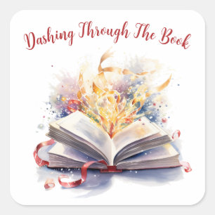 Pegatina Cuadrada Recorriendo el libro, Lover del libro