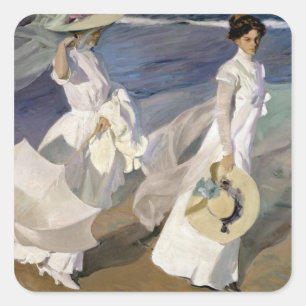 Pegatina Cuadrada Recorriendo la costa, 1909