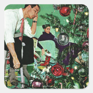 Pegatina Cuadrada Recorte del árbol