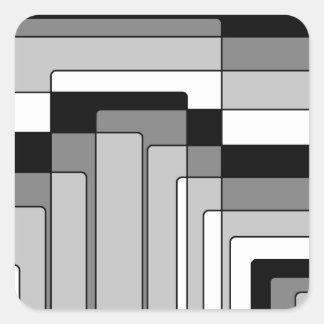 Pegatina Cuadrada Rectángulos blancos y negros abstractos