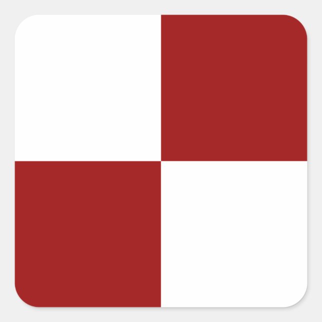 Pegatina Cuadrada Rectángulos rojo y blanco (Anverso)