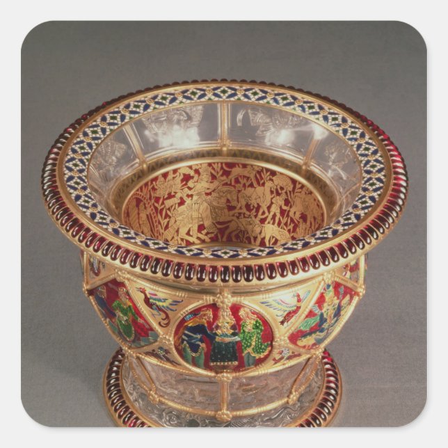 Pegatina Cuadrada Recuadro con el tratamiento a-jour y la clausura (Anverso)