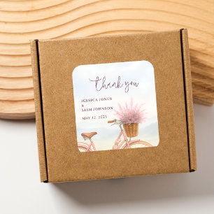 Pegatina Cuadrada Recuerdo de compromiso de bicicleta antigua, graci