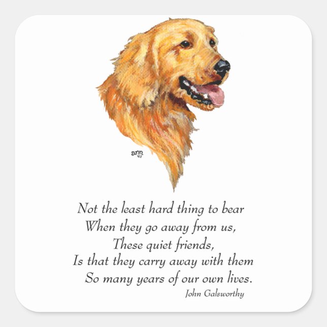 Pegatina Cuadrada Recuerdo de Golden Retriever (Anverso)