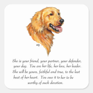 Pegatina Cuadrada Recuerdo de Golden Retriever