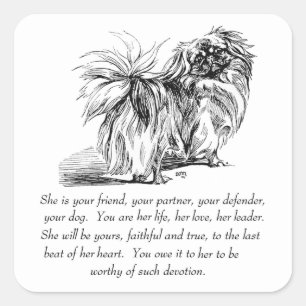 Pegatina Cuadrada Recuerdo de Pekinés - HEMBRA