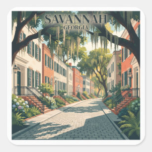 Pegatina Cuadrada Recuerdo de viaje a Savannah Georgia