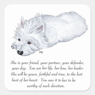 Pegatina Cuadrada Recuerdo de West Highland White Terrier