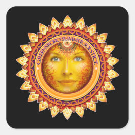 Pegatina Cuadrada Recuerdo del Festival de Solsticio de Verano de Gr