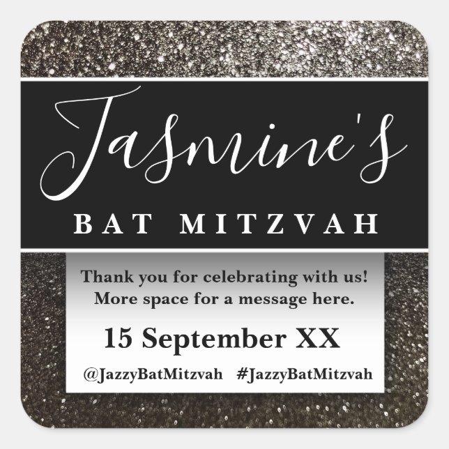 Pegatina Cuadrada Recuerdos de agradecimiento para fiesta de cumplea (Anverso)