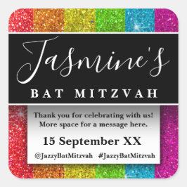 Pegatina Cuadrada Recuerdos de agradecimiento para una fiesta de cum