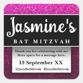 Pegatina Cuadrada Recuerdos de cumpleaños con brillo moderno agradec