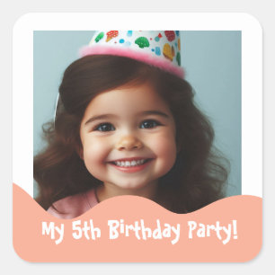 Pegatina Cuadrada Recuerdos personalizados para fiesta de cumpleaños