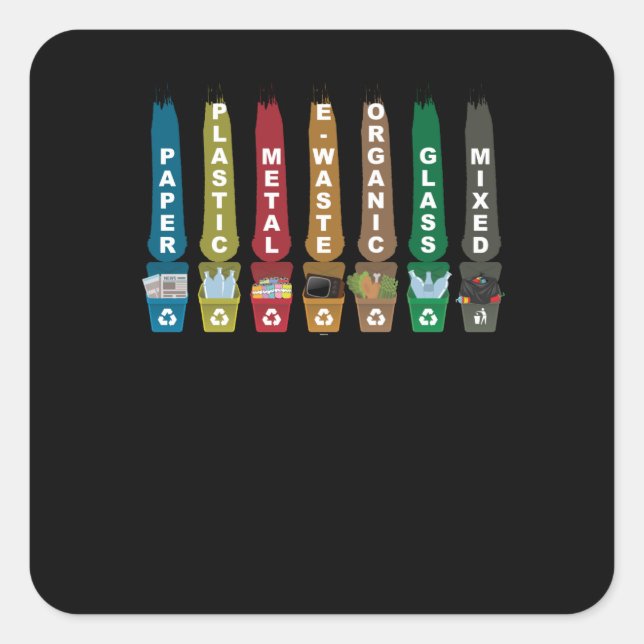 Pegatina Cuadrada Recycle Garbage (Anverso)