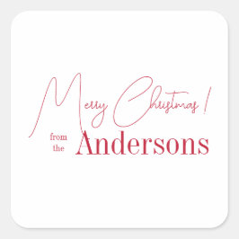 Pegatina Cuadrada Red and white Christmas from Family Name