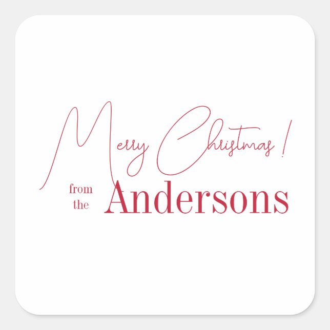 Pegatina Cuadrada Red and white Christmas from Family Name (Anverso)