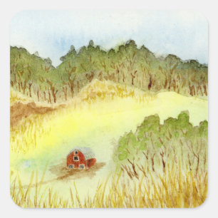 Pegatina Cuadrada Red Barn