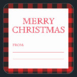Pegatina Cuadrada Red Black Plaid Merry Christmas Gift Tag Pegatinas<br><div class="desc">Red Black Plaid Merry Christmas Gift Tag Pegatinas</div>
