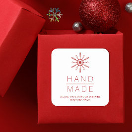 Pegatina Cuadrada Red Christmas Modern Snowflake for Business