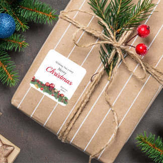 Pegatina Cuadrada Red Christmas Ornaments Festive Holiday