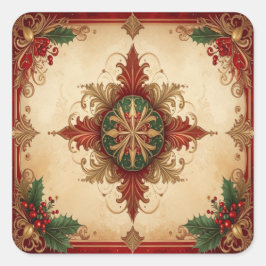 Pegatina Cuadrada Red Decorative Holiday Sticker