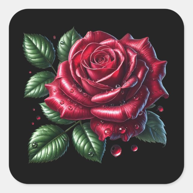 Pegatina Cuadrada Red Gothic Rose (Anverso)