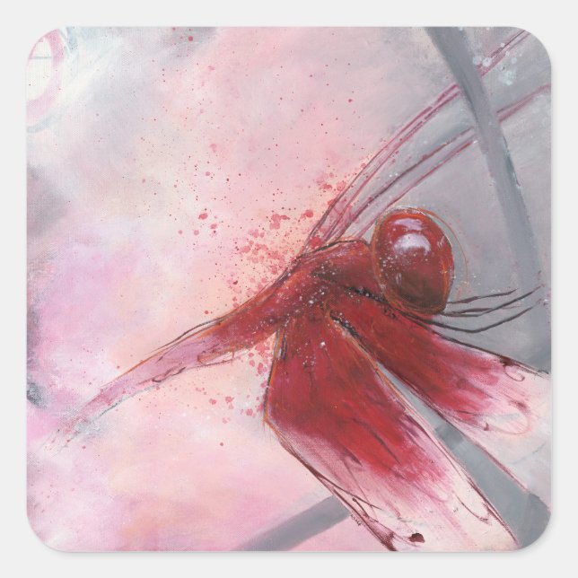 Pegatina Cuadrada Red Grasshawawk (Anverso)