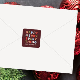 Pegatina Cuadrada Red Happy Merry Everything Christmas Sticker