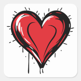 Pegatina Cuadrada Red Heart with Bloody