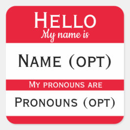 Pegatina Cuadrada Red Hello Pronouns