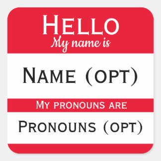 Pegatina Cuadrada Red Hello Pronouns