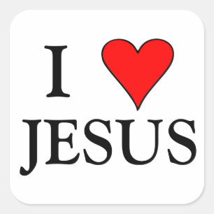 Pegatina Cuadrada Red I HEART JESUS