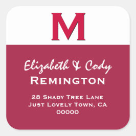 Pegatina Cuadrada RED Monograma simple M o cualquier V10 inicial