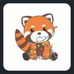 Pegatina Cuadrada Red Panda Christmas Snow Winter Animals Pandas<br><div class="desc">The red panda to softness with fair lights. Funny animals with gifts and snow to the holidays. Also funny for Christmas in July. Red Pandas are sweet animals and perfect for Christmas.</div>