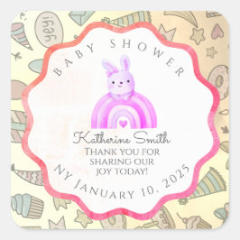 Pegatina Cuadrada red pastel babyshower Adorable cute Celebration 