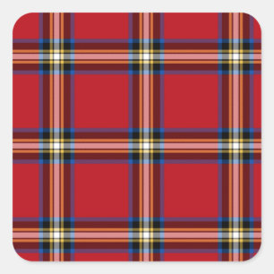 Pegatina Cuadrada Red Plaid, Royal Stewart Tartan
