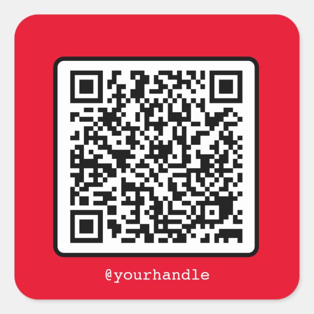 Pegatina Cuadrada Red QR Code Simple Social Media Square Personaliza (Anverso)